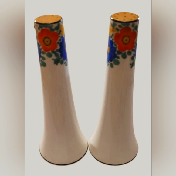 MID CENTURY LUSTERWARE HAND PAINTED SALT & PEPPER SHAKERS VINTAGE 1930'S JAPAN - Picture 2 of 4